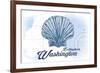 Bellingham, Washington - Scallop Shell - Blue - Coastal Icon-Lantern Press-Framed Art Print