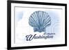 Bellingham, Washington - Scallop Shell - Blue - Coastal Icon-Lantern Press-Framed Art Print