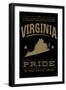 Virginia State Pride - Gold on Black-Lantern Press-Framed Art Print