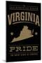 Virginia State Pride - Gold on Black-Lantern Press-Mounted Art Print