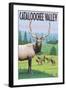 Cataloochee Valley, North Carolina - Elk Herd-Lantern Press-Framed Art Print