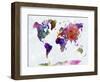 World Map in Watercolorpurple and Blue-paulrommer-Framed Art Print