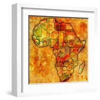 Guinea on Actual Map of Africa-michal812-Framed Art Print