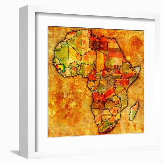 Guinea on Actual Map of Africa-michal812-Framed Art Print