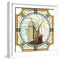 Illustration Of Sailing Ships Of The 17Th Century-Vertyr-Framed Art Print