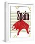 Spanish Bull On Grungy Background-elfivetrov-Framed Art Print