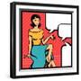 Illustration of Retro Girl in Pop Art Style-incomible-Framed Art Print