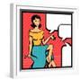 Illustration of Retro Girl in Pop Art Style-incomible-Framed Art Print