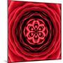 Red Concentric Flower Center: Mandala Kaleidoscopic Design-tr3gi-Mounted Art Print