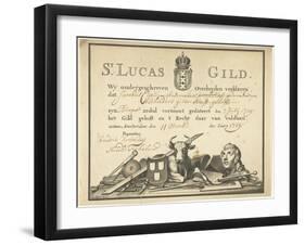 Receipt from the Guild of Saint Luke in Amsterdam to the glazier James Cip, 1729-Dutch School-Framed Giclee Print