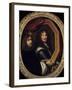 Portrait of the Artist Holding the Portrait of a Military by Charles Le Brun-null-Framed Giclee Print