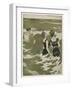 Two German Lady Bathers Watch Other Swimmers Playing in the Waves-Ferdinand Von Reznicek-Framed Art Print