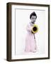 Little Girl Holding Sunflower-Nora Hernandez-Framed Giclee Print