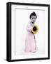 Little Girl Holding Sunflower-Nora Hernandez-Framed Giclee Print