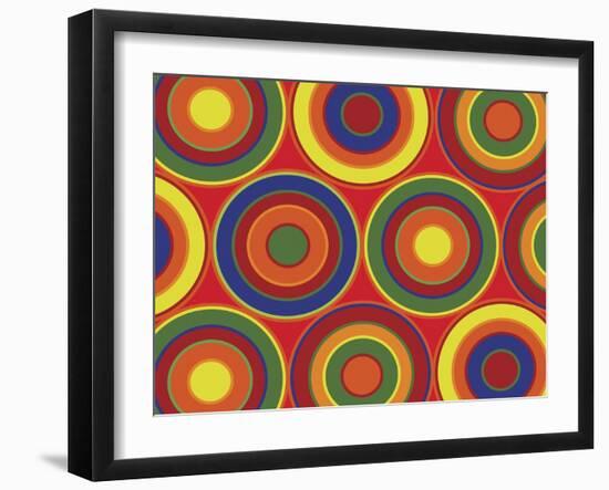 Circles Abstract On Red-Ron Magnes-Framed Giclee Print