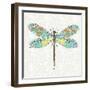 Dragonfly- On Gray Floral-A-Jean Plout-Framed Giclee Print