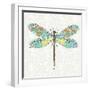 Dragonfly- On Gray Floral-A-Jean Plout-Framed Giclee Print