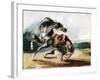 Tiger Attacking a Wild Horse-Eugene Delacroix-Framed Giclee Print