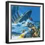 Sinking of the Titanic-English School-Framed Giclee Print