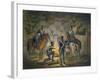 Prussian Hussars on a Night Picket, C.1799-1802 (Colour Litho)-Conrad Gessner-Framed Giclee Print