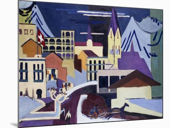 Davos-Platz Railway Station; Davos-Platz Am Banhof, 1931-Ernst Ludwig Kirchner-Mounted Giclee Print