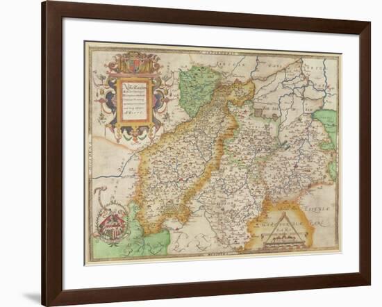 Map of Northampton and Adjacent Counties, from 'Atlas of England and Wales', 1576-Christopher Saxton-Framed Giclee Print