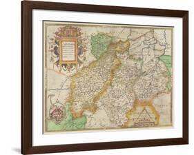 Map of Northampton and Adjacent Counties, from 'Atlas of England and Wales', 1576-Christopher Saxton-Framed Giclee Print