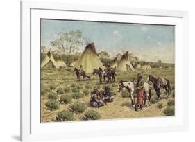 Sioux Encampment, Porcupine, 1910-John Hauser-Framed Giclee Print