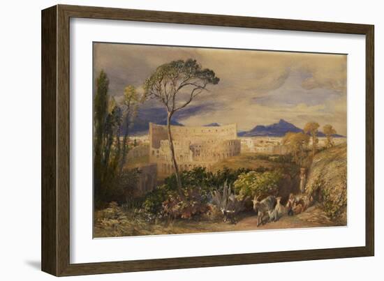 The Colosseum and Alban Mount (W/C and Gouache over Pencil, Chalk and Ink)-Samuel Palmer-Framed Giclee Print