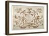 Strapwork Cartouche Associated with the Set of His Roman Views (Pen and Brown Ink with Brown Wash o-Sebastian Vrancx-Framed Giclee Print