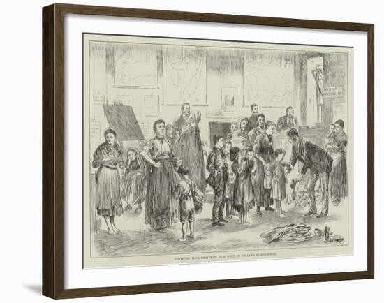 Clothing Poor Children in a West of Ireland Schoolhouse-null-Framed Giclee Print