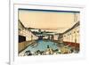 Nihonbashi Bridge in Edo, c.1830-Katsushika Hokusai-Framed Giclee Print