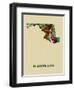 Maryland Color Splatter Map-NaxArt-Framed Art Print