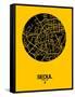 Seoul Street Map Yellow-NaxArt-Framed Stretched Canvas