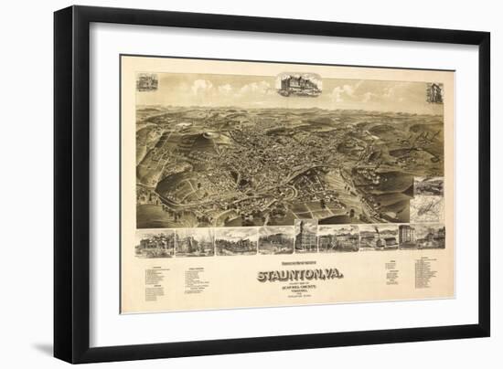 Staunton, Virginia - Panoramic Map-Lantern Press-Framed Art Print