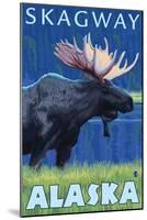 Moose at Night, Skagway, Alaska-Lantern Press-Mounted Art Print