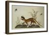 An Embroidered Panel of a Tiger Chasing Small Birds Among Bamboo, in Shades of Green & Brown Silks-null-Framed Giclee Print