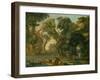 Italian Caprice with a Landing (Oil on Canvas)-Hubert Robert-Framed Giclee Print