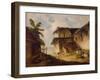 Bengal Village Scene, 1819-1821 (Oil on Canvas)-George Chinnery-Framed Giclee Print